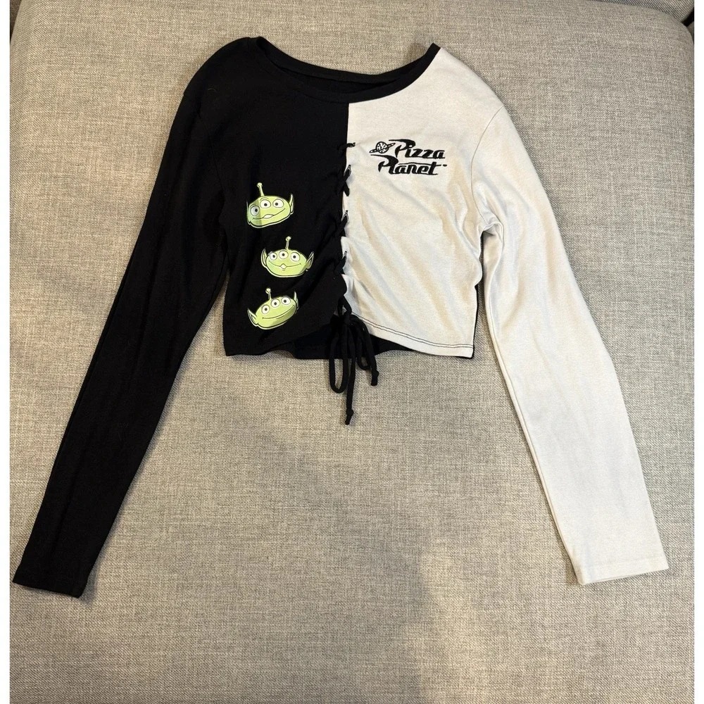 Disney Toy Story Pizza Planet Alien Lace Up Colorblock LongSleeve Girls XL 14/16